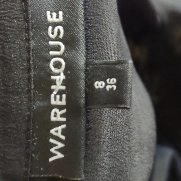 Warehouse black silk dress w/ drawstring tie size 8 - Picture 6 of 8